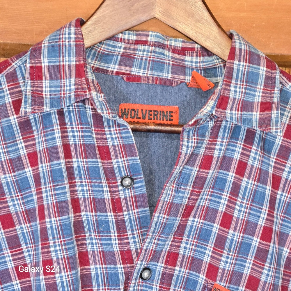 Wolverine Mens Plaid Flannel Lined Long Sleeve Button Up Shirt Jacket Size M